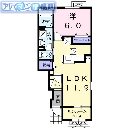 新潟市南区戸頭のアパートの間取り