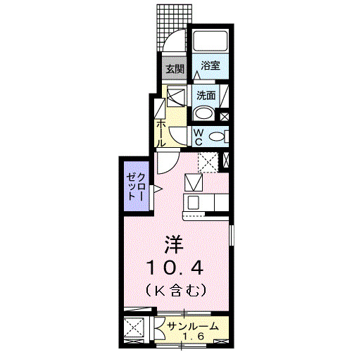 柳井市中央のアパートの間取り