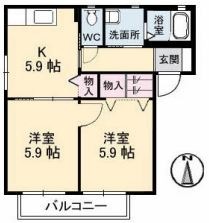 倉敷市児島小川のアパートの間取り