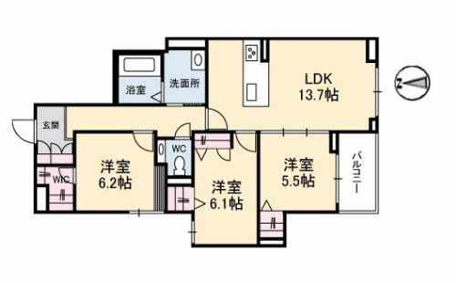 シャーメゾンステージ古川西　B棟B棟の間取り