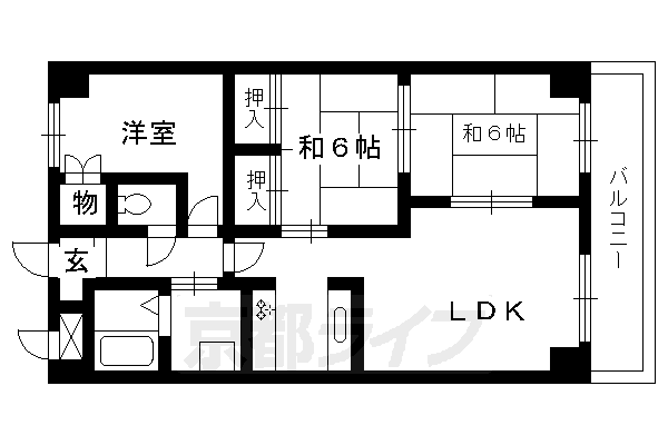 【向日市寺戸町のマンションの間取り】