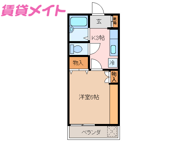 松阪市下村町のアパートの間取り