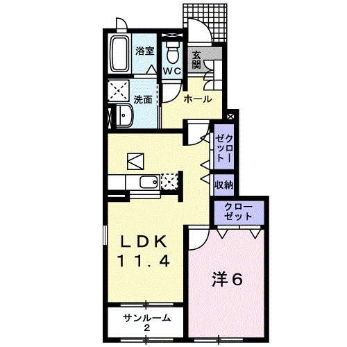 砺波市鍋島のアパートの間取り