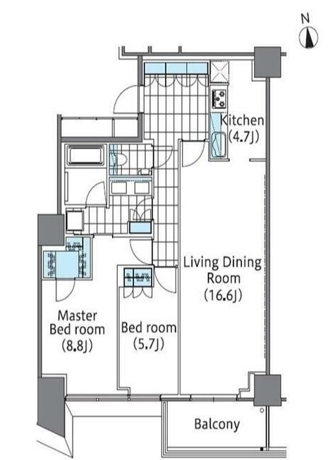 新宿区新宿のマンションの間取り