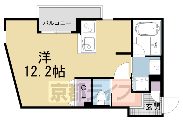 京都市左京区吉田中阿達町のマンションの間取り