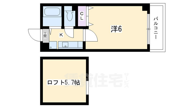 【京都市上京区若松町のマンションの間取り】