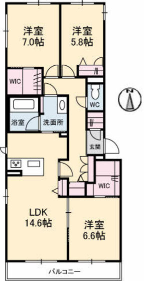 広島市安佐南区東原のマンションの間取り