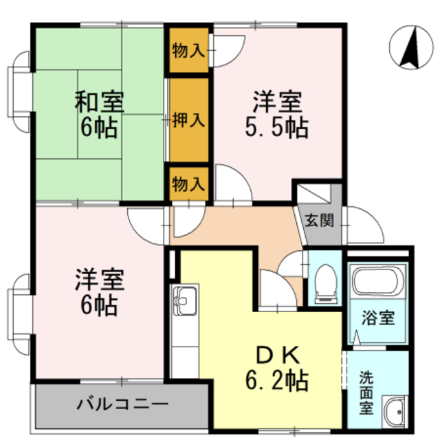 アスカハイム　A棟の間取り