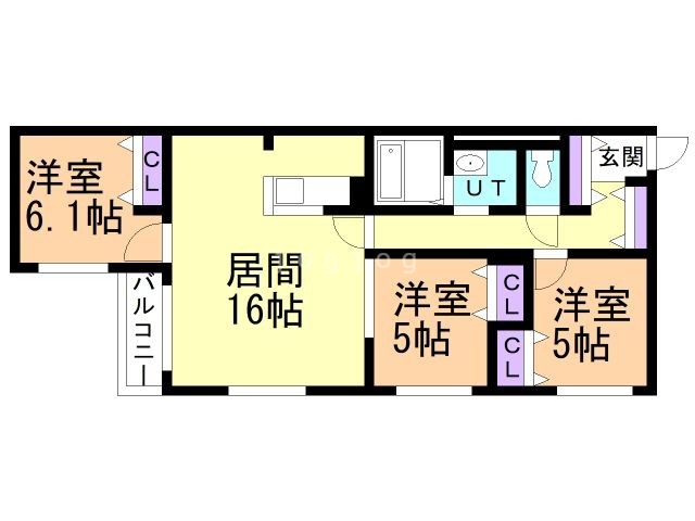 札幌市豊平区月寒中央通のマンションの間取り