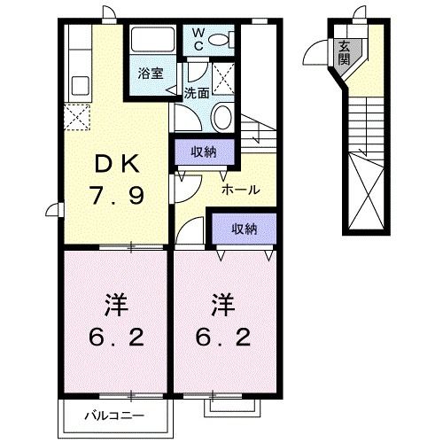 四日市市楠町小倉のアパートの間取り