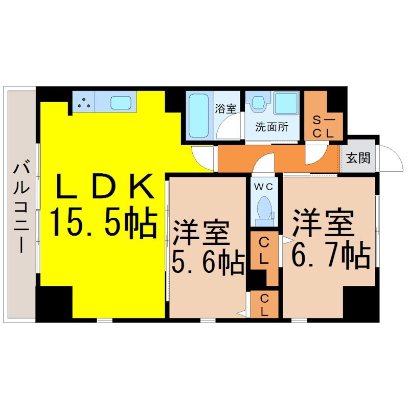 名鉄名古屋本線 金山駅 徒歩5分 14階建 築11年の間取り写真
