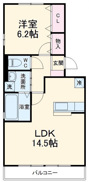 大垣市中ノ江のアパートの間取り