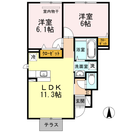 岡山市中区雄町のアパートの間取り