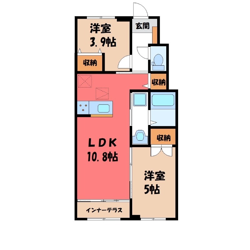 【古河市三杉町のアパートの間取り】