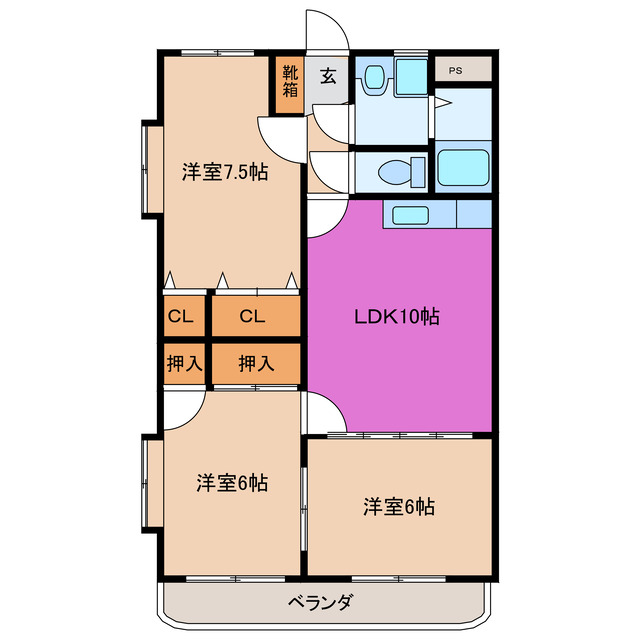 伊勢市御薗町上條のマンションの間取り