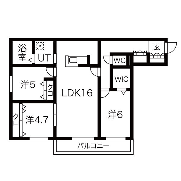 札幌市東区北二十七条東のマンションの間取り