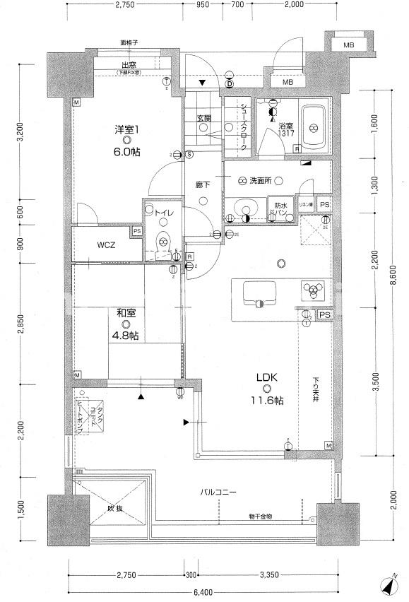 熊本市中央区本荘のマンションの間取り