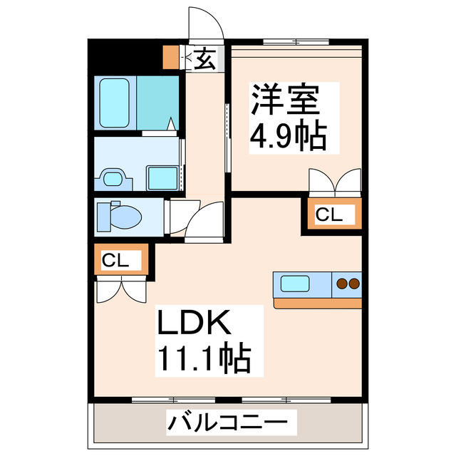 熊本市東区八反田のアパートの間取り