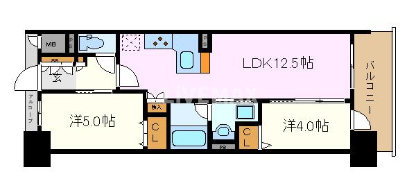 名古屋市中村区亀島のマンションの間取り