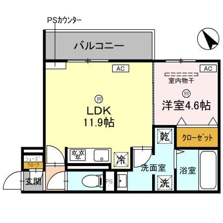 堺市北区黒土町のアパートの間取り