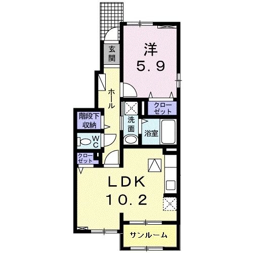 枕崎市中央町のアパートの間取り