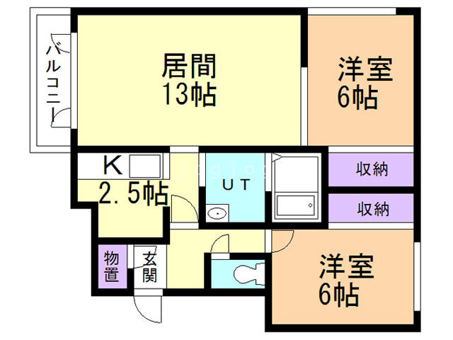 札幌市西区発寒十二条のアパートの間取り