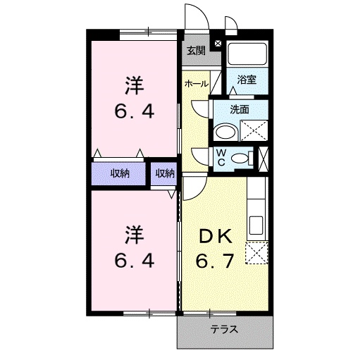 甲賀市水口町東名坂のアパートの間取り