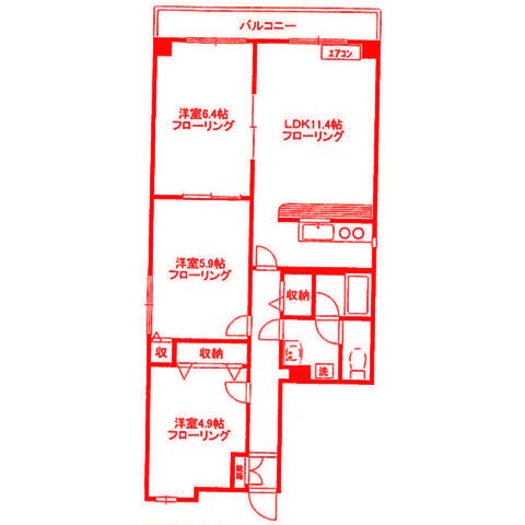 横浜市都筑区北山田のマンションの間取り