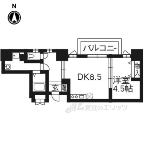 京都市下京区中堂寺前田町のマンションの間取り