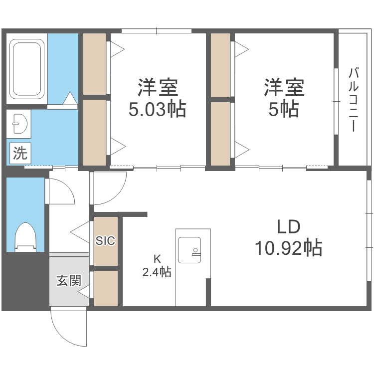 【札幌市東区北十六条東のマンションの間取り】