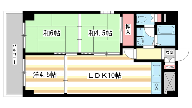 奈良市東城戸町のマンションの間取り