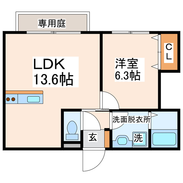 熊本市西区花園のアパートの間取り