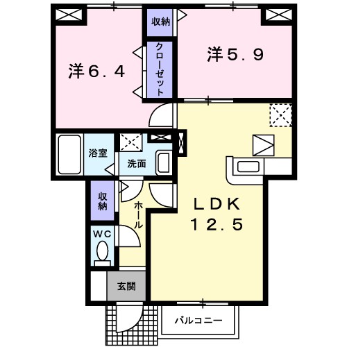 福島市鎌田のアパートの間取り