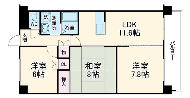 豊中市西緑丘のマンションの間取り