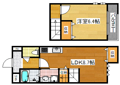 大阪市住之江区新北島のアパートの間取り