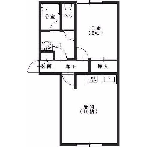 函館市富岡町のアパートの間取り