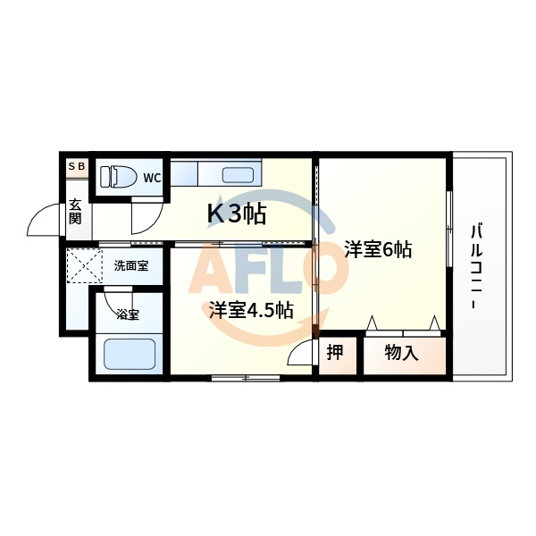 大阪市住吉区長居西のマンションの間取り