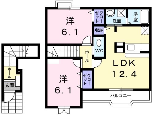 姫路市勝原区大谷のアパートの間取り