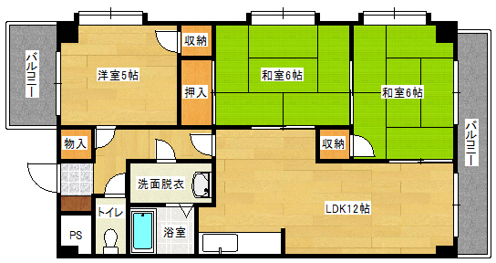 広島市安佐南区八木のマンションの間取り