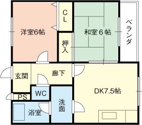 和歌山市野崎のアパートの間取り