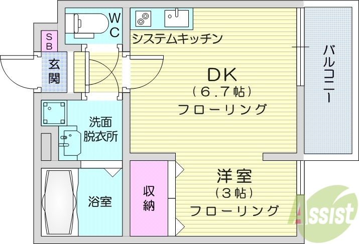 岩沼市相の原のアパートの間取り