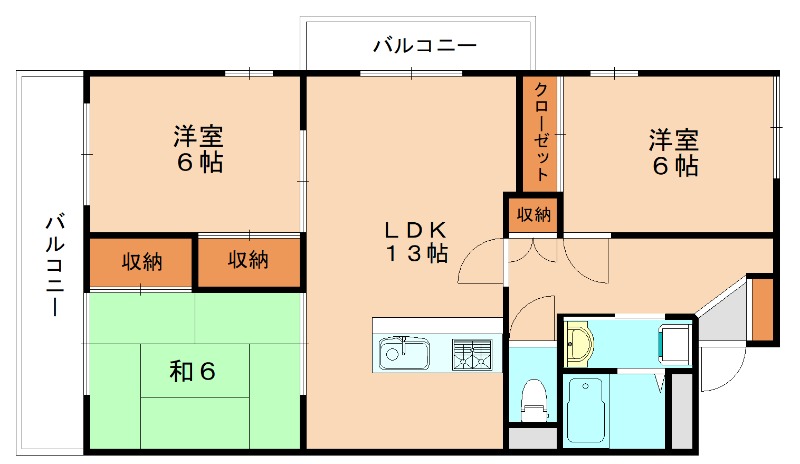 宗像市田熊のマンションの間取り