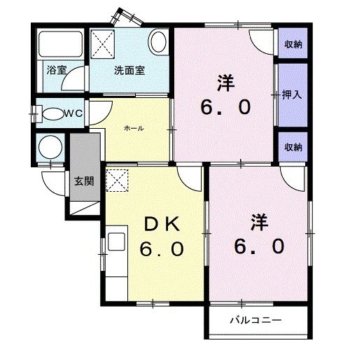 河北郡津幡町字中橋のアパートの間取り