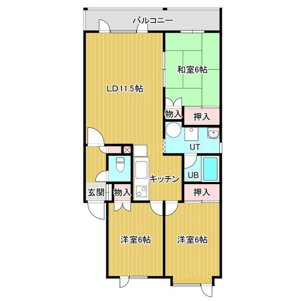 【札幌市北区新琴似七条のアパートの間取り】