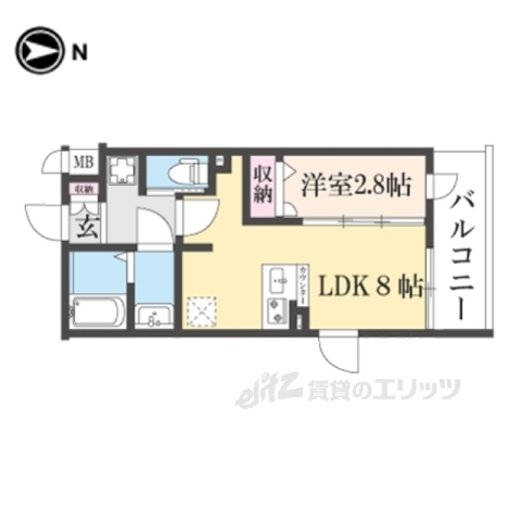 京都市南区東九条北松ノ木町のマンションの間取り