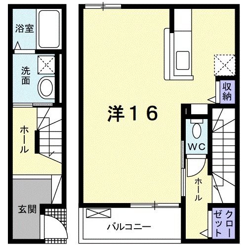 松山市竹原町のアパートの間取り