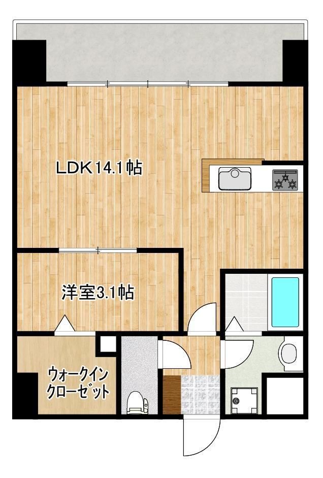 熊本市中央区京町本丁のマンションの間取り