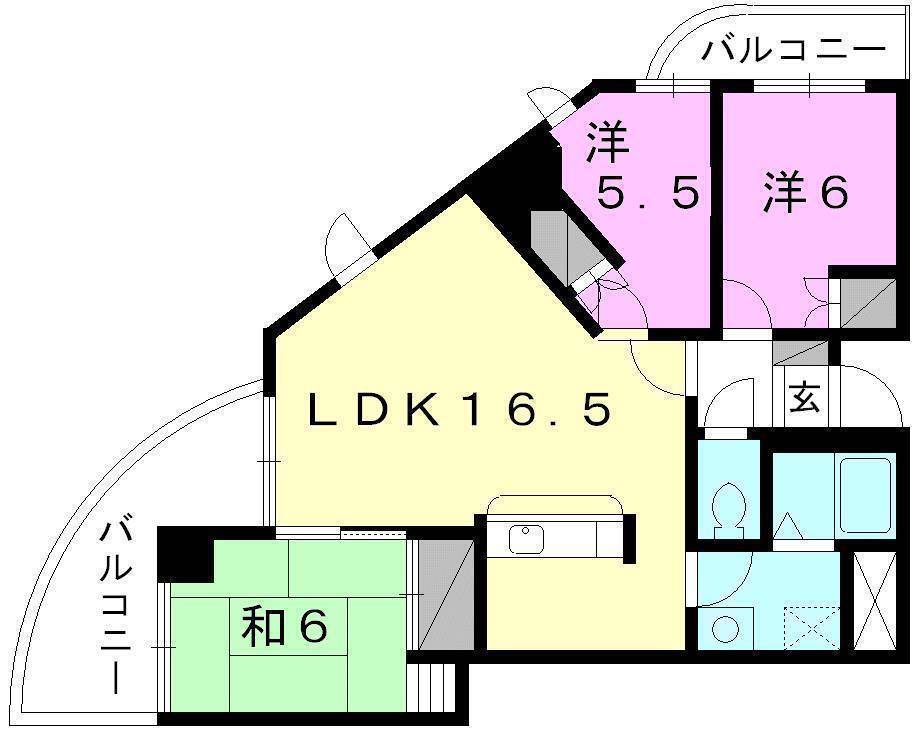 松山市福音寺町のマンションの間取り