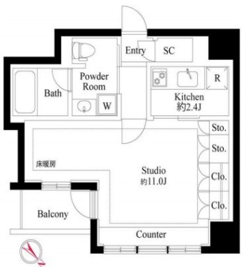 中央区銀座のマンションの間取り