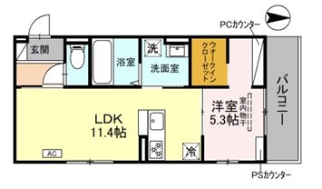 京都市山科区西野野色町のアパートの間取り